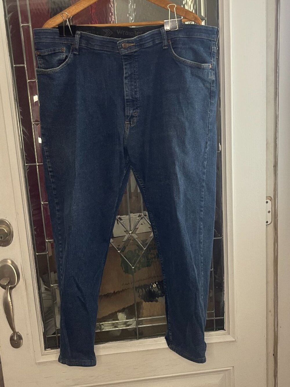 WRANGLER AUTHENTICS Jeans Mens 44x29 Blue Denim 5 Pocket Straight Leg Stretch